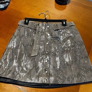 Leather python embossed leather skirt